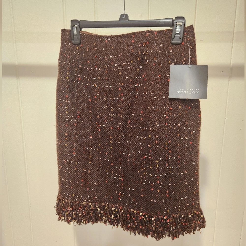 Vintage Rickie Freeman Teri Jon Womens Tweed Pencil Skirt SIZE 6 NWT